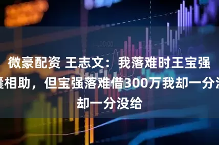 微豪配资 王志文：我落难时王宝强倾囊相助，但宝强落难借300万我却一分没给
